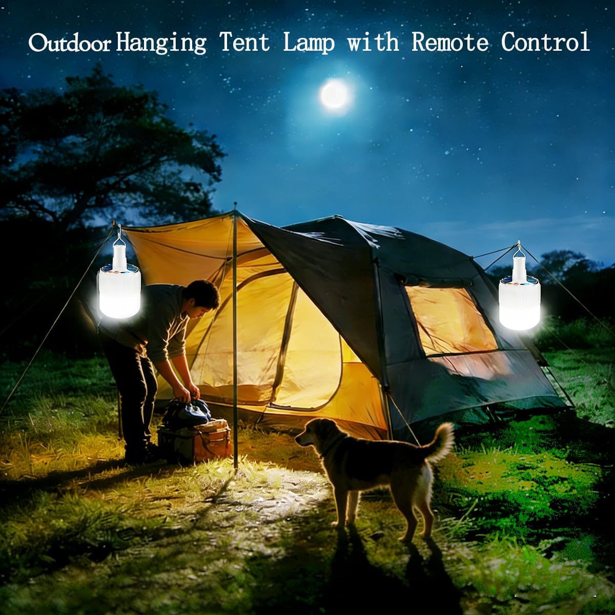 3 PCS Camping Lantern Hanging Light 4000 Rechargeable Tent Lamp with Remote Control LED USB Portable Outdoor Waterproof Emergency Power Outage Hurricane (3pack Bulb with Remote Control)