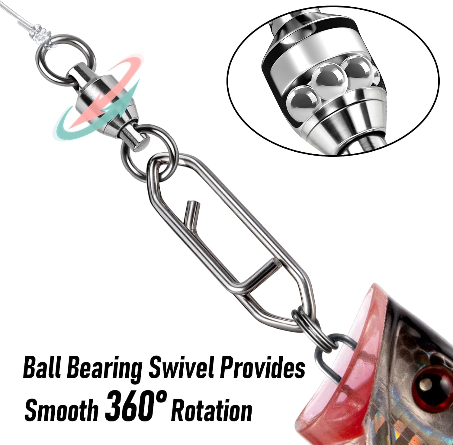 Alwonder 30-Pack Fishing Speed Clips Quick Change Snap Swivels, Ball Bearing Swivel Power Clips Fishing Snap Swivels Freshwater Saltwater Crankbait Popper Lures Quick Snaps Connectors Tackle