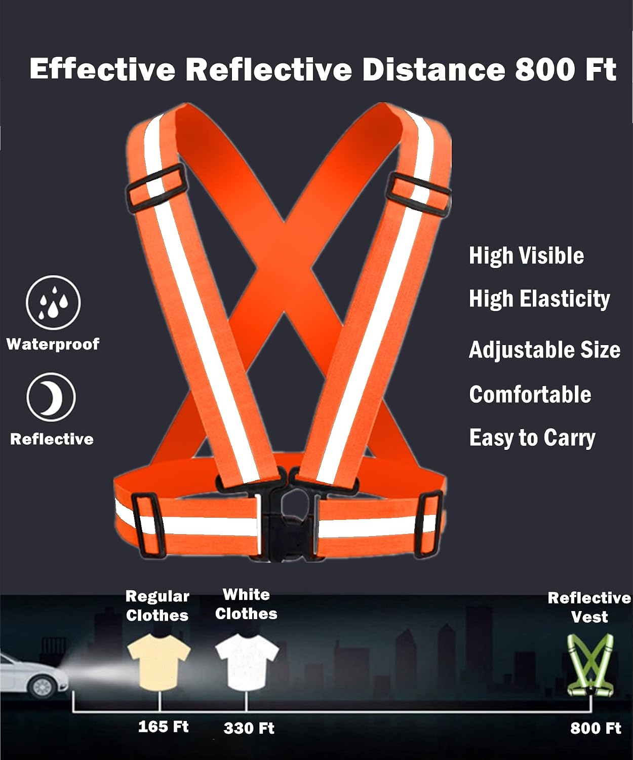 Reflective Vest, High Visibility Safety Vest Straps Reflective Gear for Night Running Walking Cycling for Men Women Kids