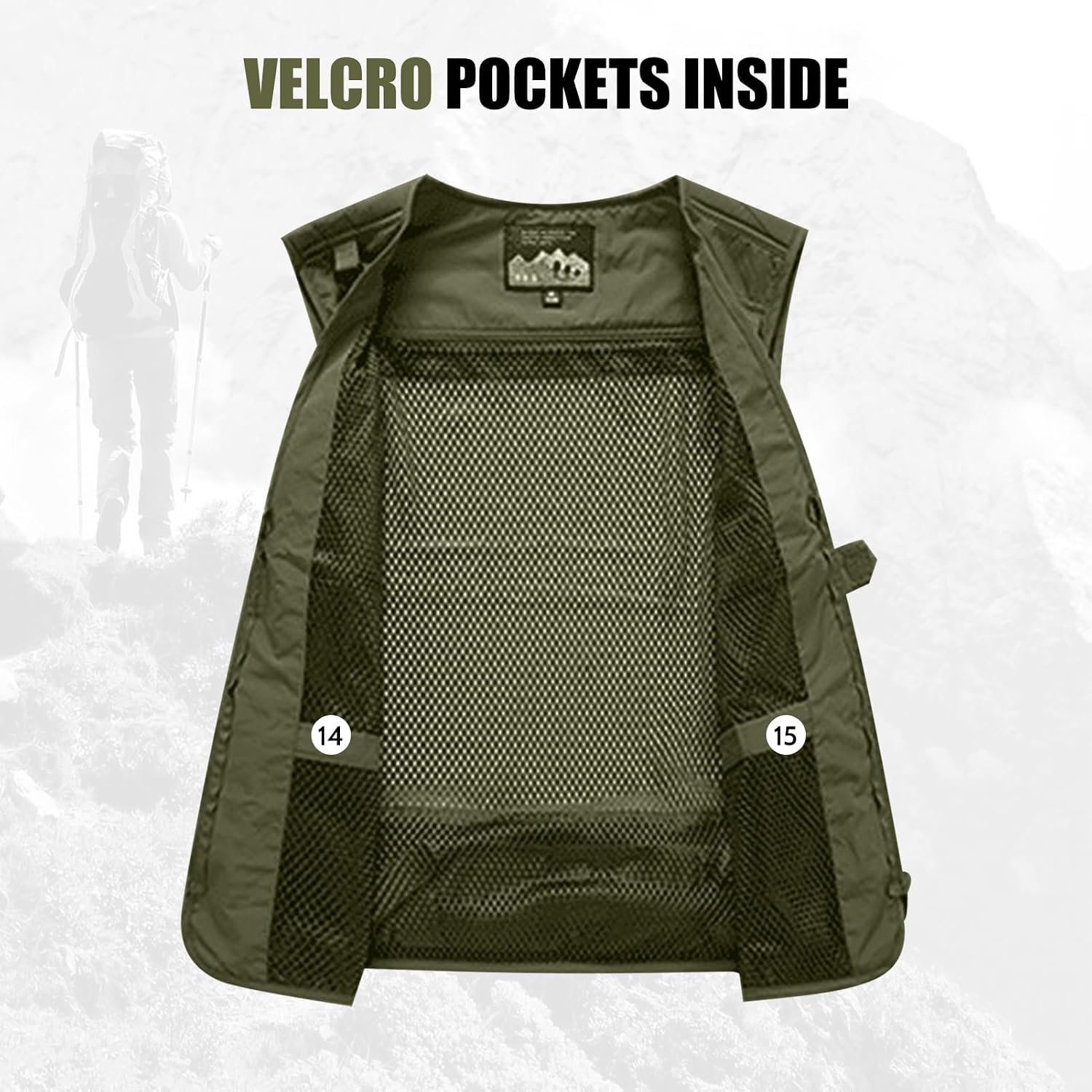 AOTORR Mens Outdoor Work Safari Cargo Photo Travel Fishing Vests for Men with Multi-pockets