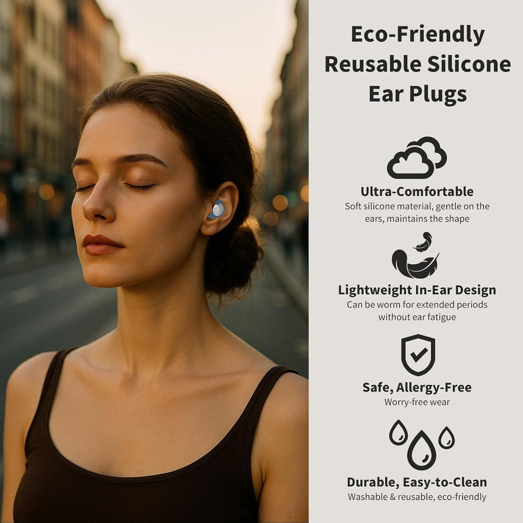Ear Plugs for Sleeping Noise Reduction, Ultra Soft Silicone Ear Plugs for Side Sleepers, Reusable Sleep Earplugs with 8 Eartips & Travel Case, 30dB Noise Reduction for Snoring, Travel & Focus - Blue
