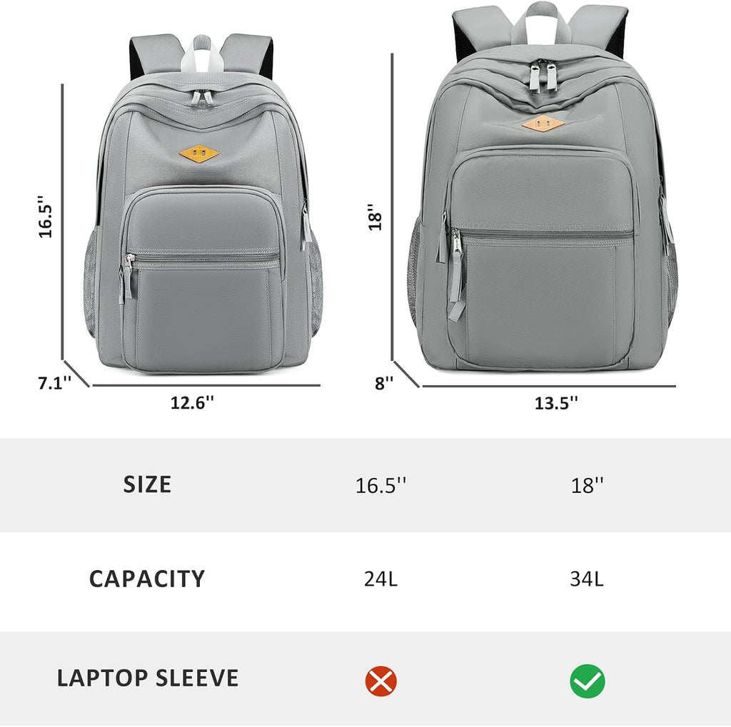 abshoo Classical Basic Womens Travel Backpack For College Men Water Resistant Bookbag (Grey)