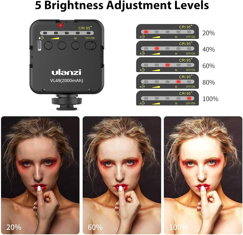 Ulanzi VL49 On-Camera LED Video Fill Light, 5500K 2000mAh Rechargeable