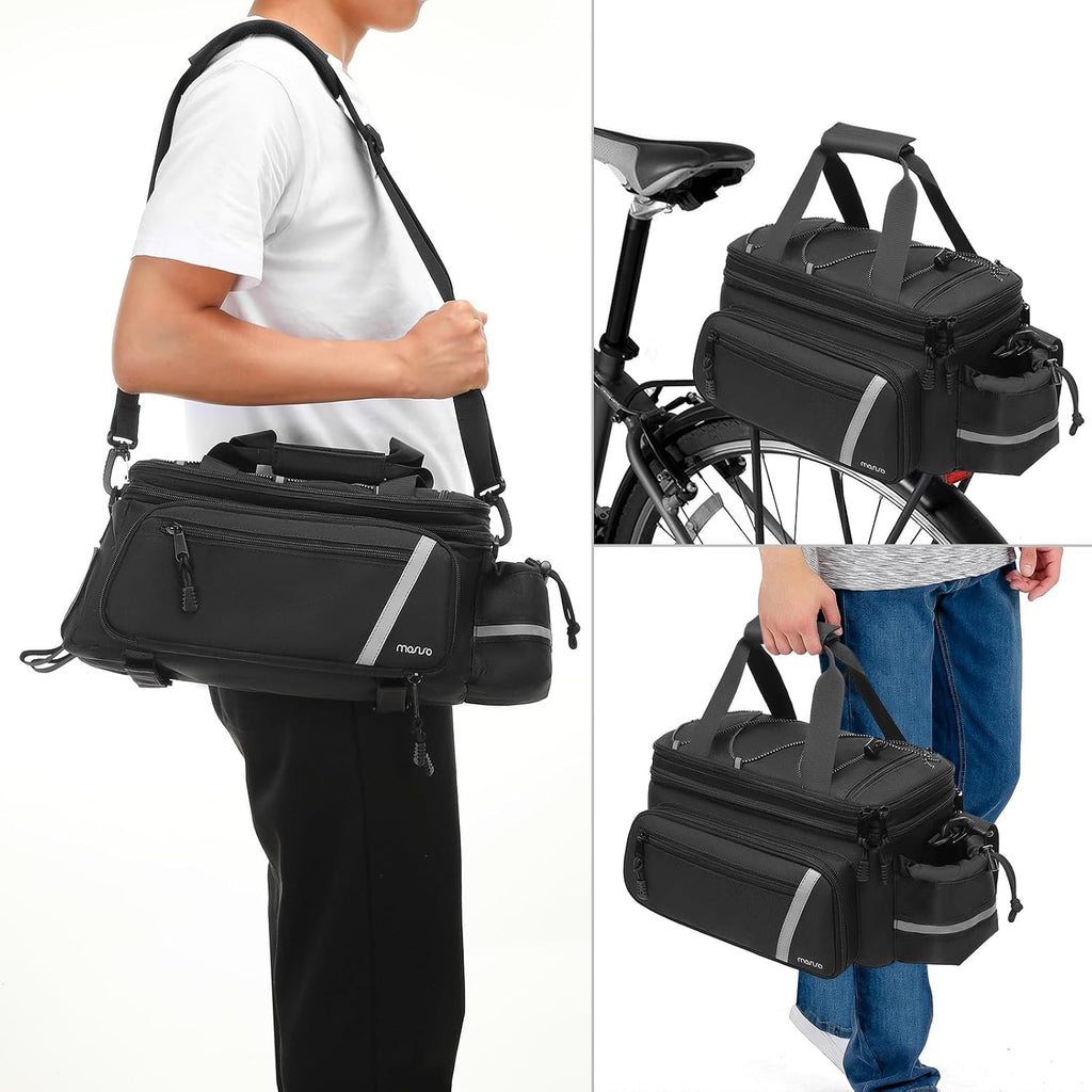 MOSISO Bike Rack Bag with Rain Cover, Bike Trunk Cooler Handag,Black