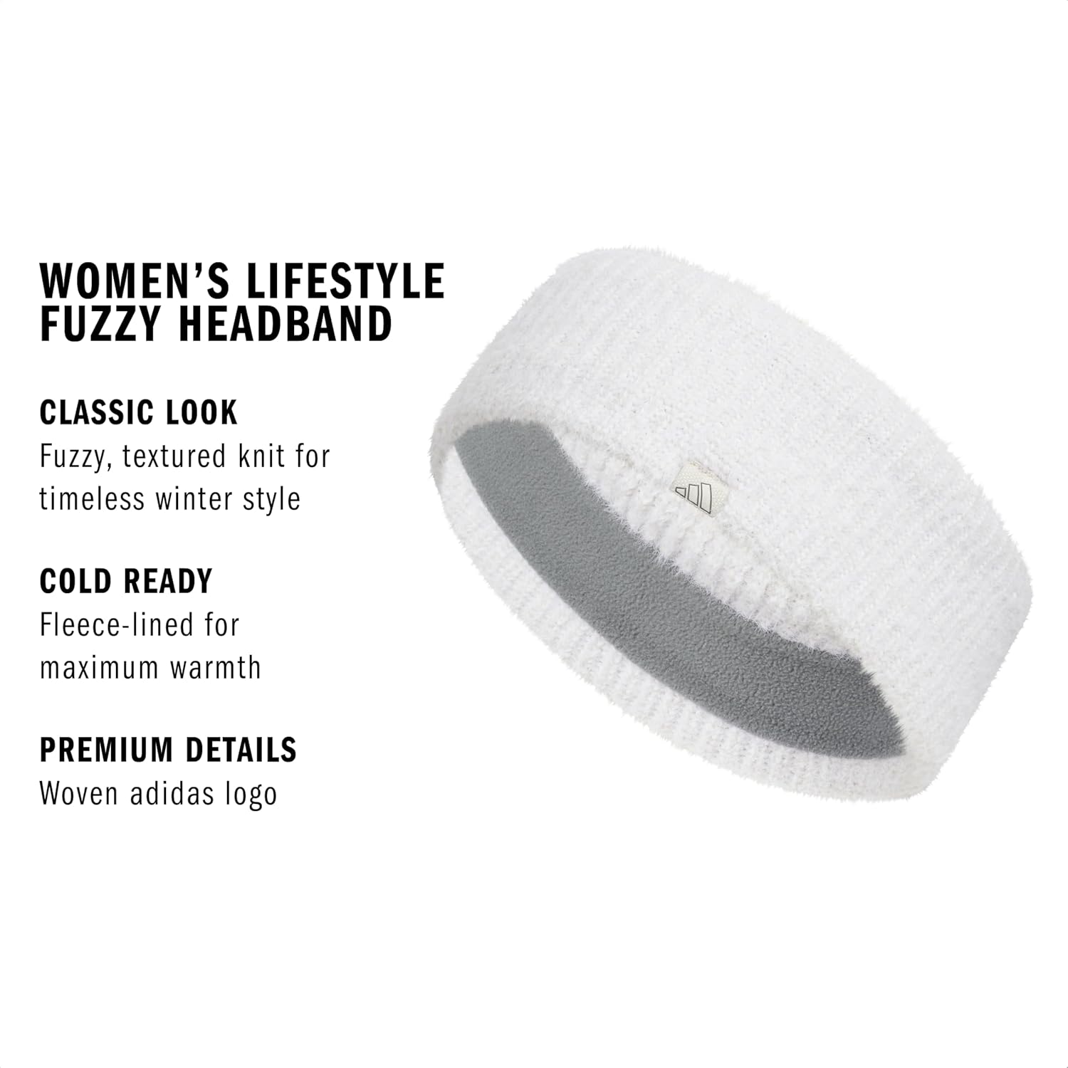 adidas Womens Lifestyle Fuzzy Knit Headband – Soft Winter Ear Warmer