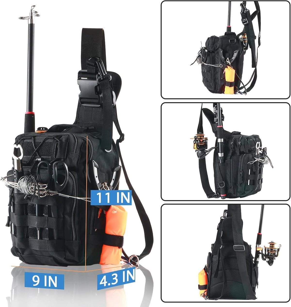 Aertiavty Fishing Backpack, Fishing Bag with Tackle Box, Compact Fishing Tackle Bag, Fishing Tackle Backpack with Rod Holder for Outdoor Sport Fishing Gifts for Men Women