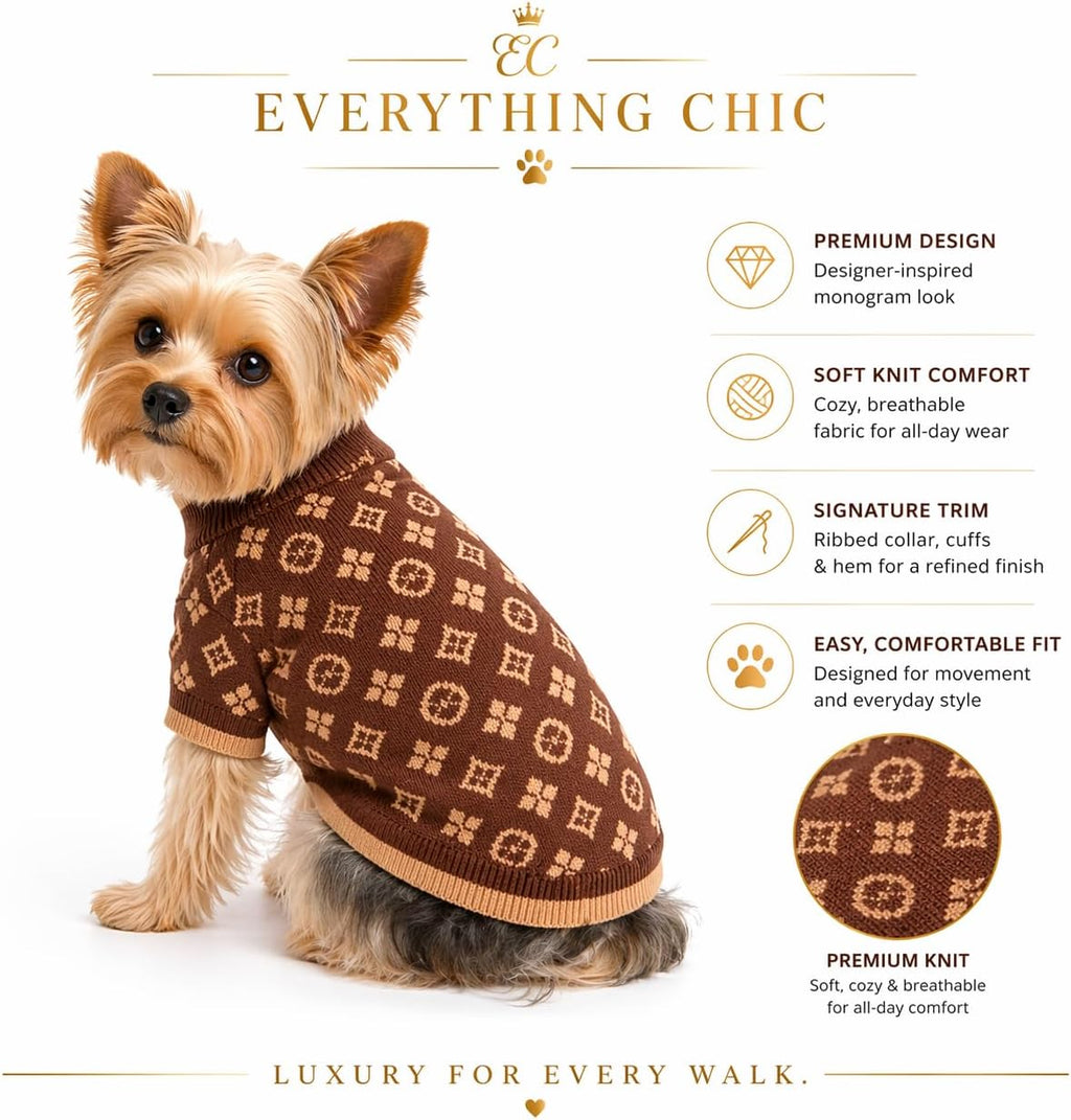 Dog Sweater for Small Dogs, Designer Dog Clothes, Luxury Chewy Pawtton Knit