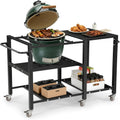 Outdoor Grill Table for Big Green Egg, BBQ Cart with Lockable Wheels