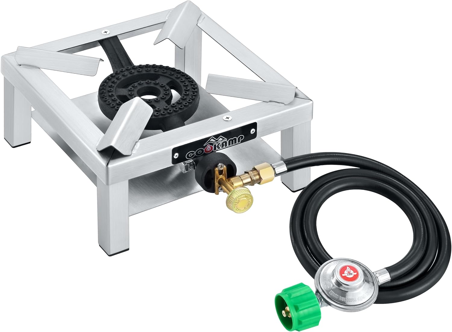 COOKAMP Propane Burner Angle Iron Camp Stove with CSA Listed Regulator and 4ft Hose (SS1200)