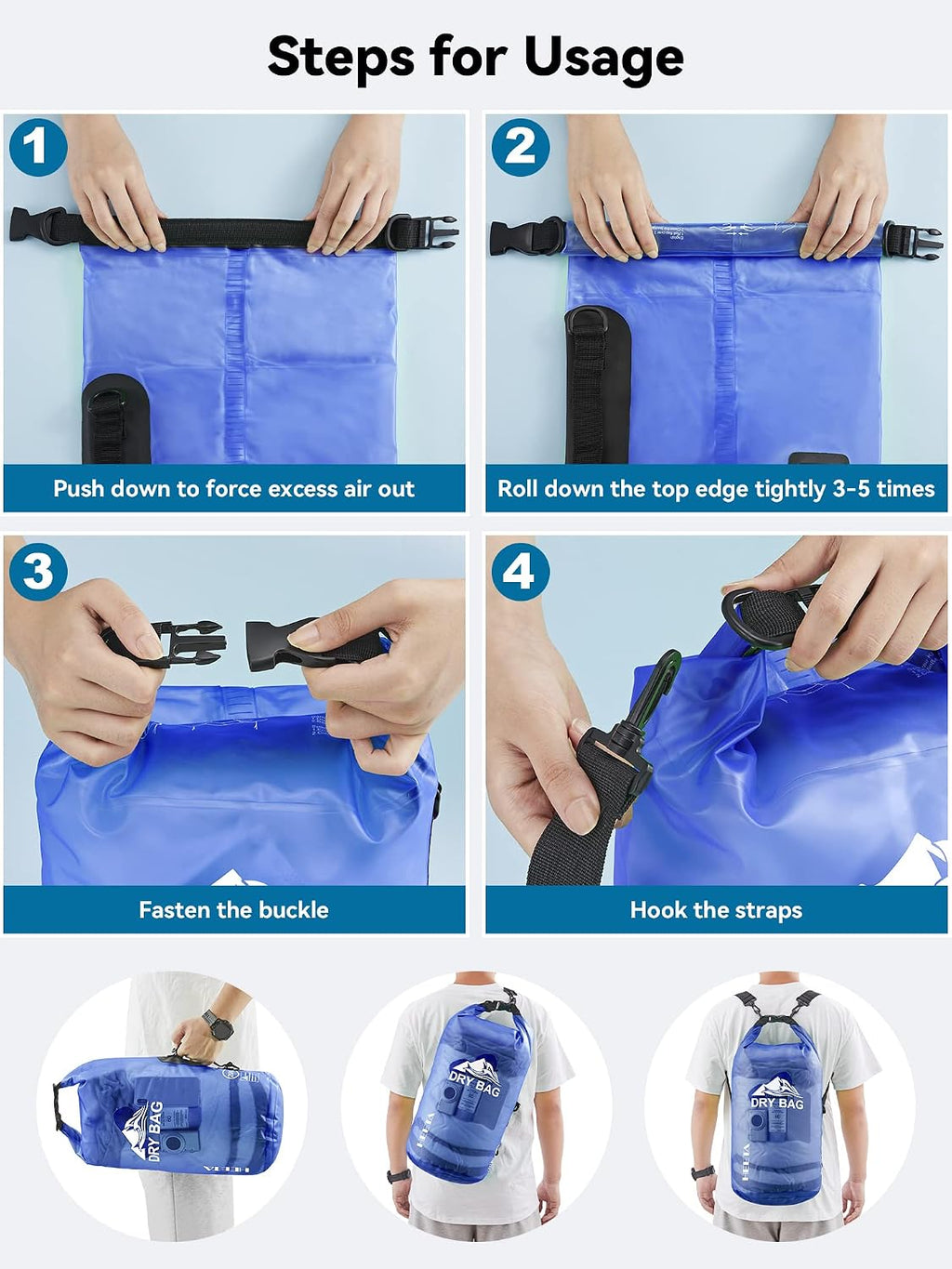 HEETA Dry Bag Waterproof Backpack with Phone Case 5L/10L/20L/30L/40L