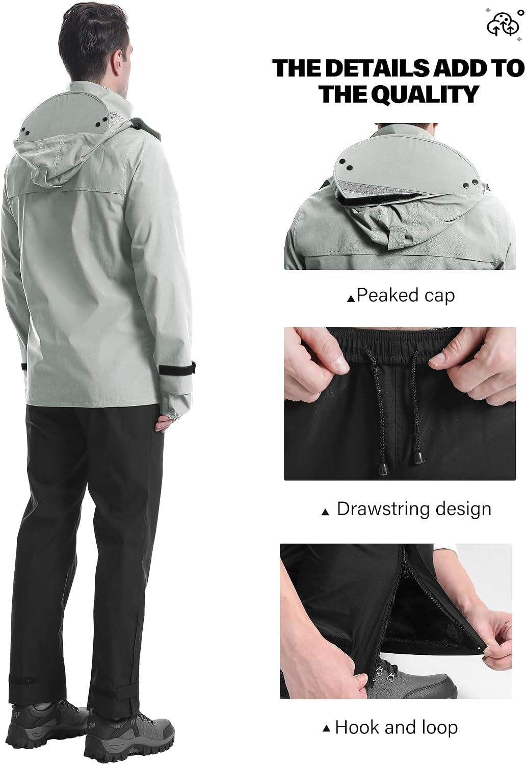 iCreek Rain Suit Waterproof Breathable Lightweight 2-Piece Rain Gear Unisex