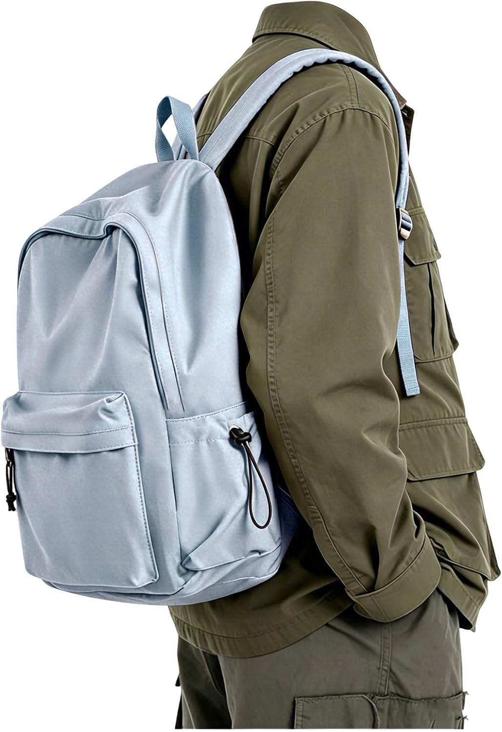 BJLFS Blue Simple School Backpack for Girls Boys, Waterproof Bookbag for Women Men, College Student School Bag, Lightweight Travel Rucksack Casual Daypack, Laptop Backpacks