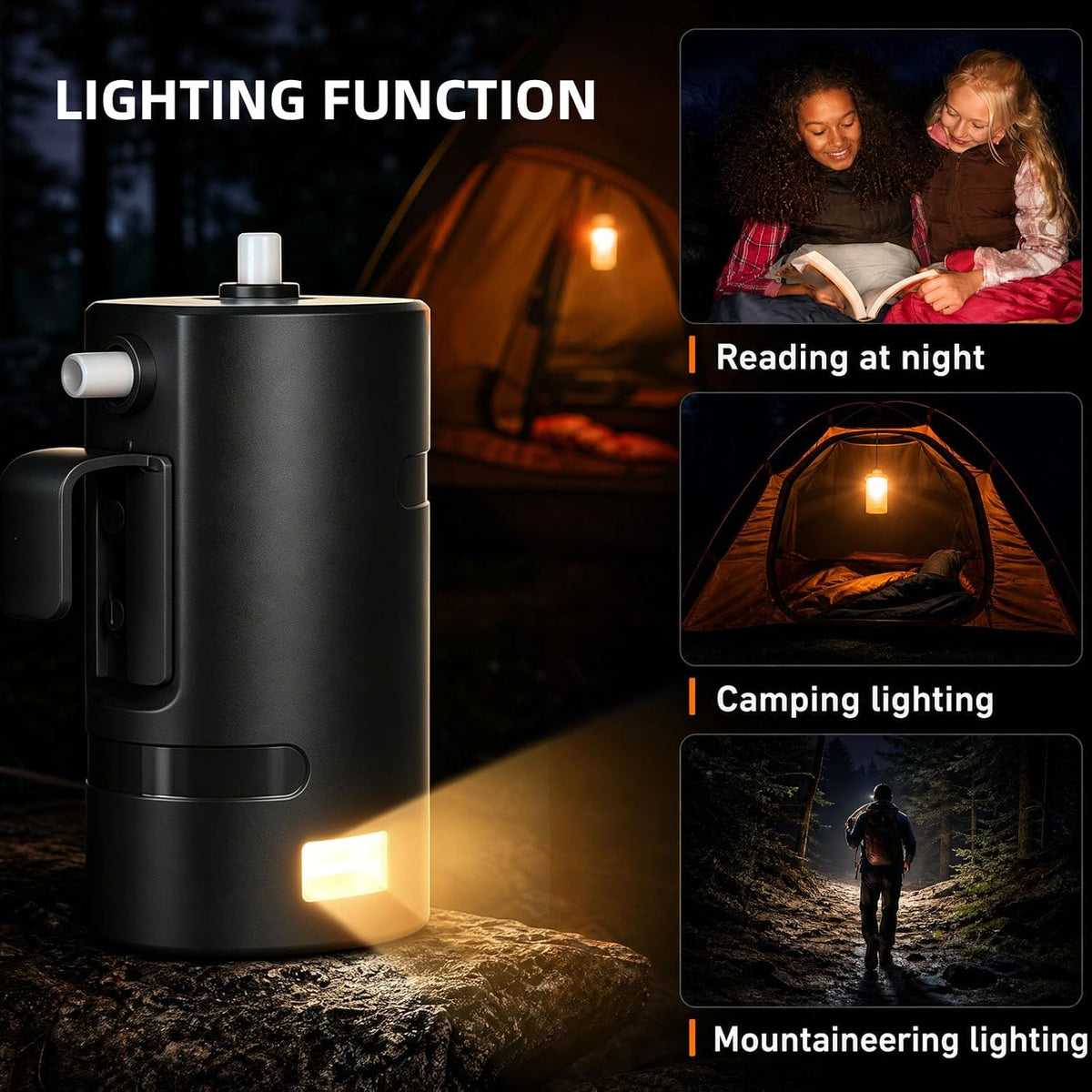 Portable Outdoor Shower, 2 Flow Mode, 4400mAh Battery Powered Shower Pump for Hiking/Backpacking, Travel, Beach, Pet, Flowering, IPX7 Waterproof &USB Rechargeable Camping Shower with 3 LED Lights…