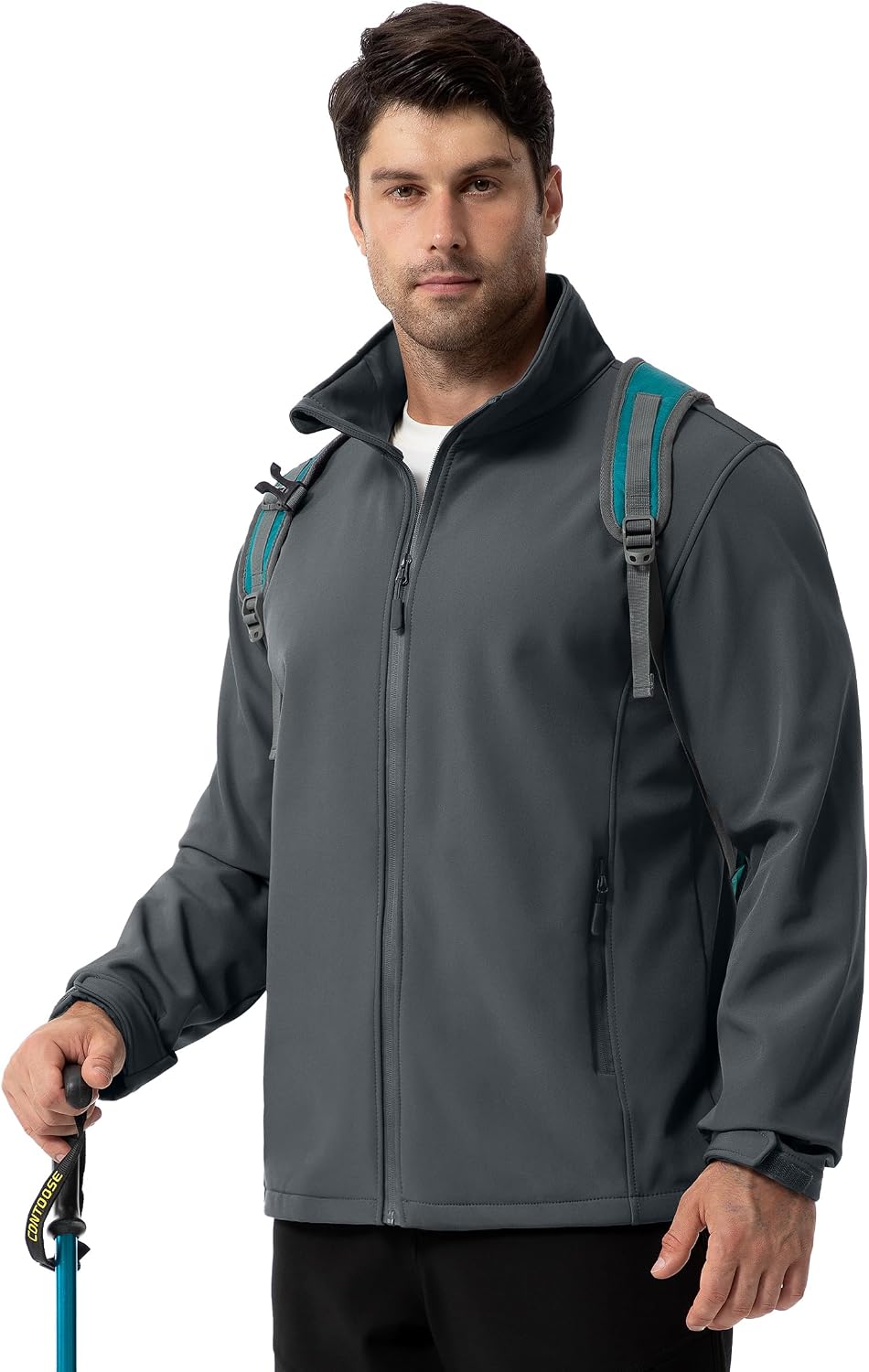 ZITY Men's Softshell Jacket Fleece Lined Lightweight Waterproof Rain Jacket Zip Up Soft Shell Windproof Windbreaker