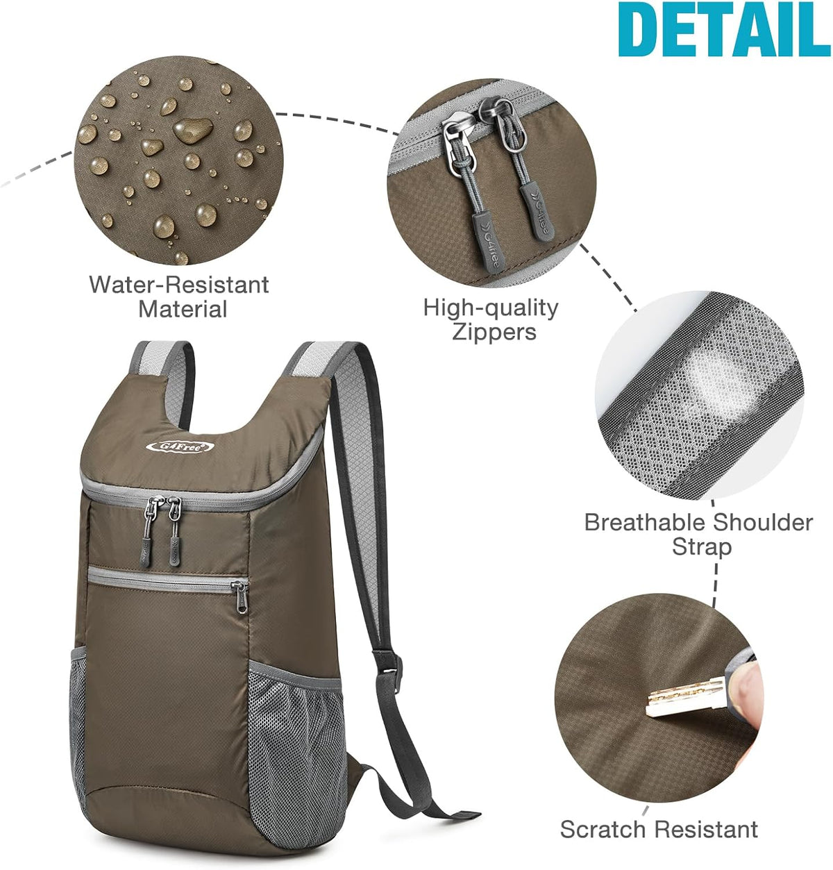 G4Free Ultra Lightweight Small Rucksack Foldable Backpack Packable Rucksack 11L for Travelling Walking Cycling Hiking or Multipurpose Daypacks Unisex, Dark Green 2, 11L, Casual
