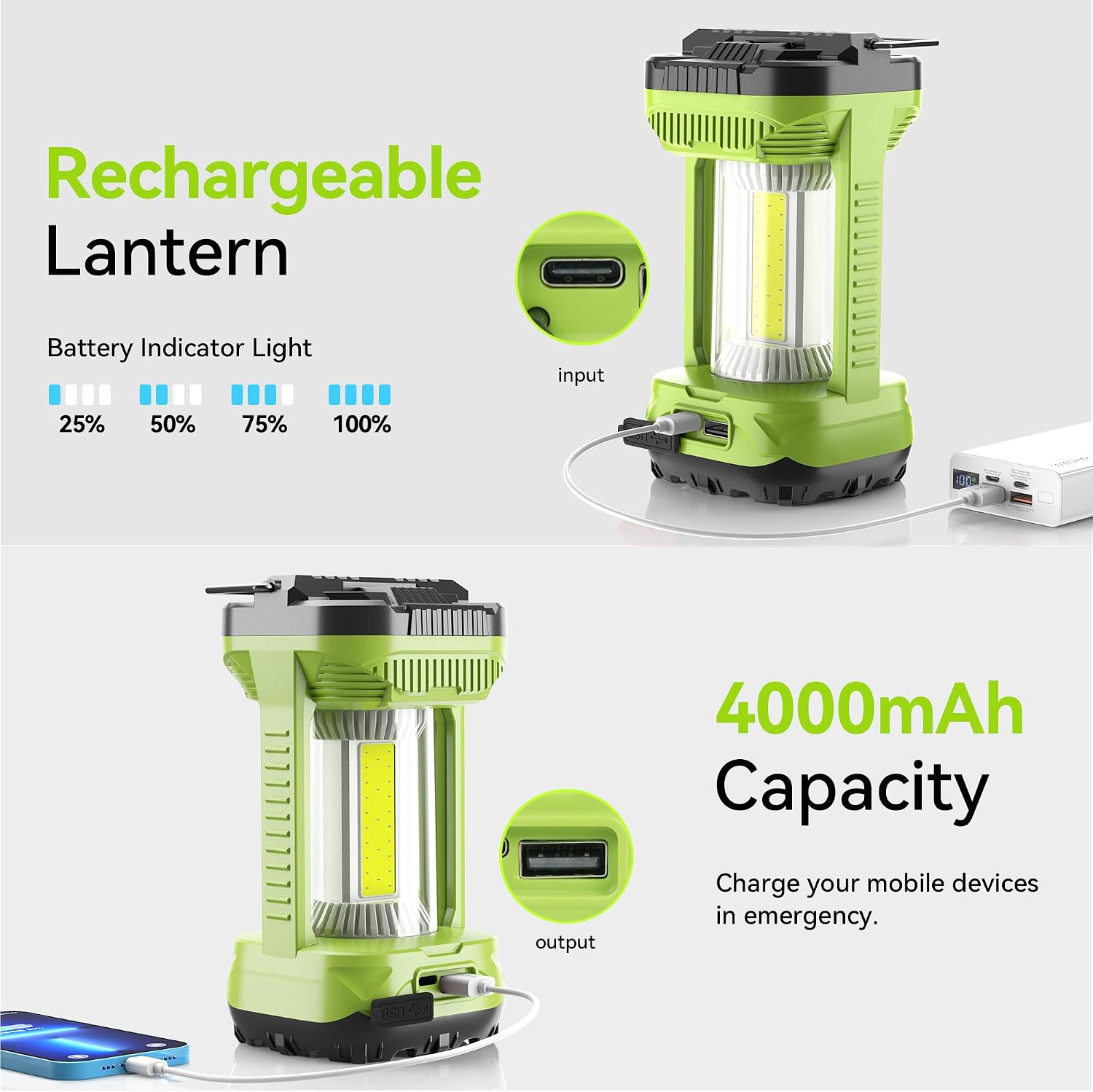 AlpsWolf Rechargeable Camping Lantern, 4000LM Emergency Camping Tent Light