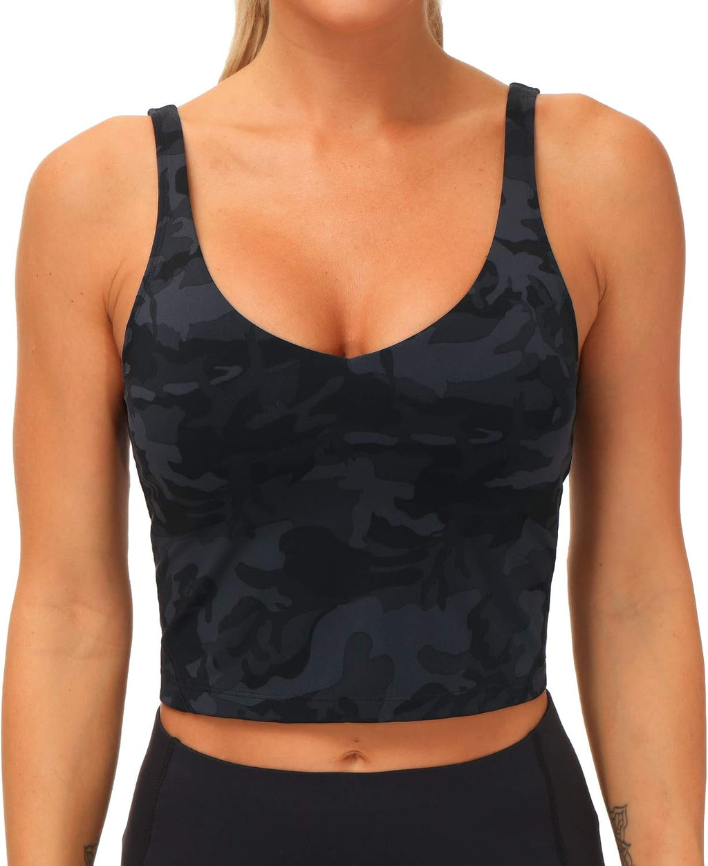 THE GYM PEOPLE Women’s Longline Sports Bra Wirefree Padded Medium Support Yoga Bras Gym Running Workout Tank Tops