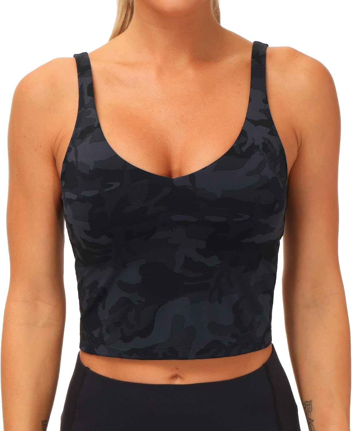 THE GYM PEOPLE Women’s Longline Sports Bra Wirefree Padded Medium Support Yoga Bras Gym Running Workout Tank Tops