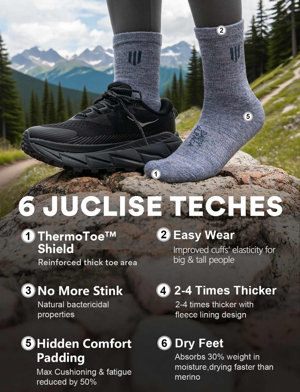 Juclise Baby Alpaca Wool Lightweight Micro Crew Socks for Men & Women