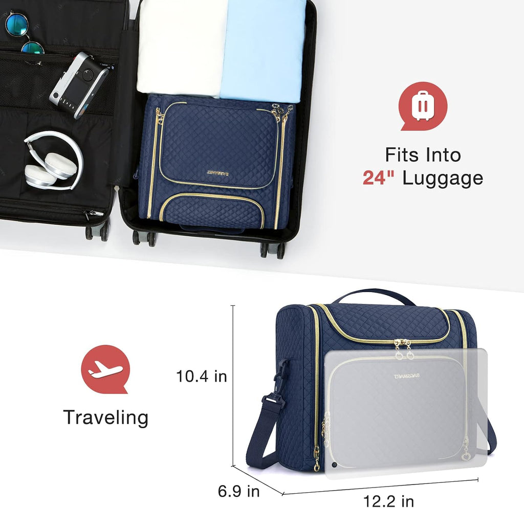 BAGSMART Women's Travel Toiletry Bag, Water-resistant Roomy, Navy Blue