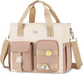 Large Insulated Lunch Bag for Women, Leakproof Lunch Box for Adults, Wide Opening Lunch Tote Bag with Shoulder Strap, Reusable Lunch Cooler Bag for Work, Picnic,Beach,School,Khaki Beige