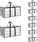 Moving Bags Extra Large 8 Pack - Heavy Duty Storage Totes with Wrap-Around Handles & Reinforced Zippers - Foldable Moving Box Alternative, Water-Resistant for Dorm, Closet & Under Bed Storage (Clear)