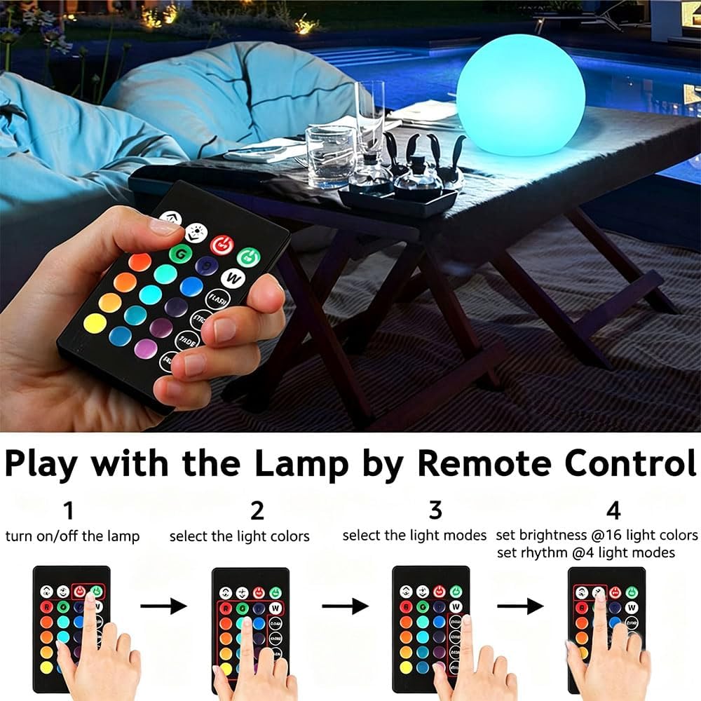 8-in LED Glowing Ball Light, Dimmable LED Globe Orb Light Mood Lamp for Kid