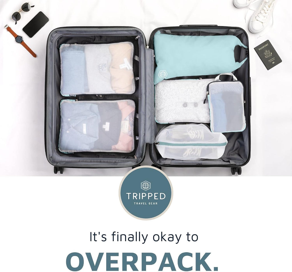 TRIPPED Travel Gear Large Compression Packing Cubes with Mesh 6-Piece Set