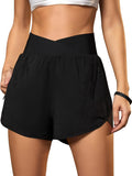 Blooming Jelly Women's Athletic Running Shorts Crossover Gym Workout Shorts
