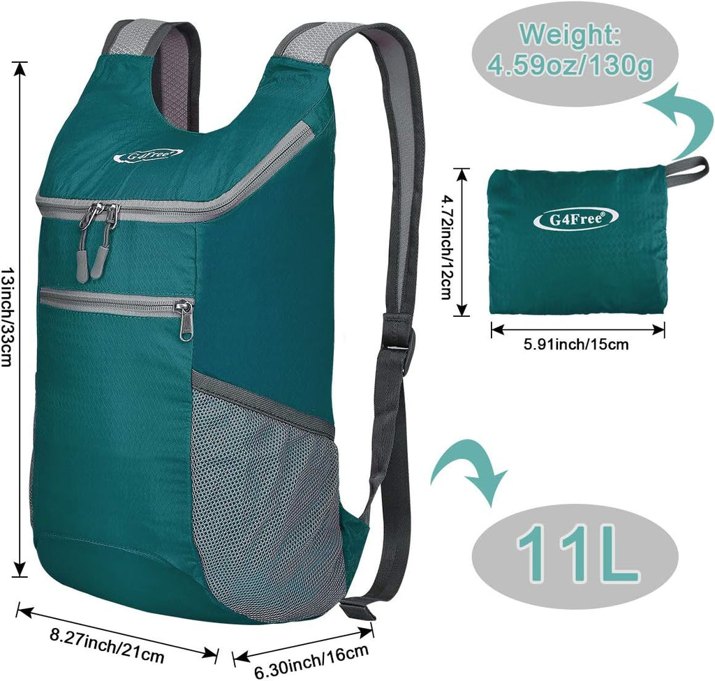 G4Free 10L Lightweight Packable Hiking Backpack, Nylon Daypack Daily Travel