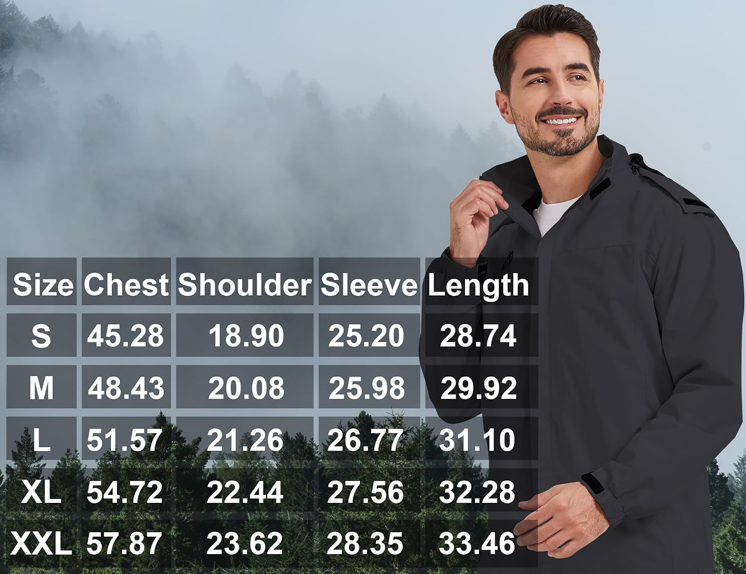 ELLSWOS Men's Lightweight Waterproof Rain Jacket with Detachable Hood