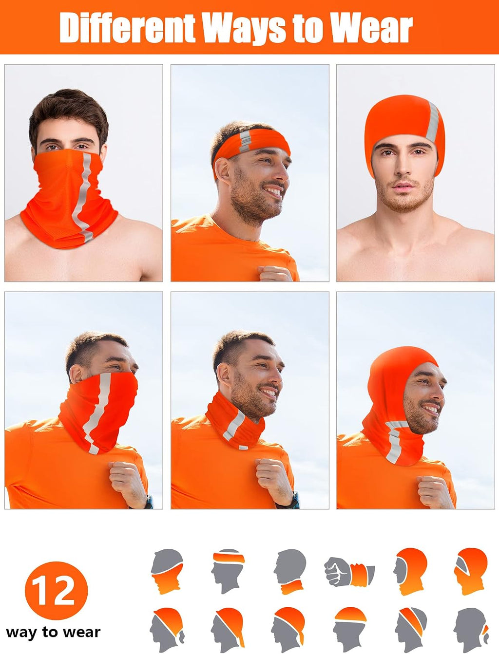 SATINIOR 8 Pack Reflective Neck Gaiters UV Protection Cooling Face Masks