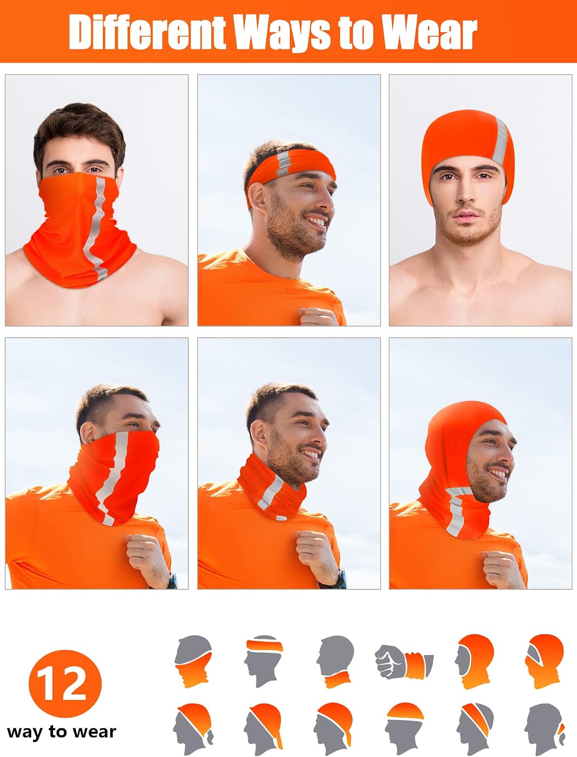 SATINIOR 8 Pack Reflective Neck Gaiters UV Protection Cooling Face Masks
