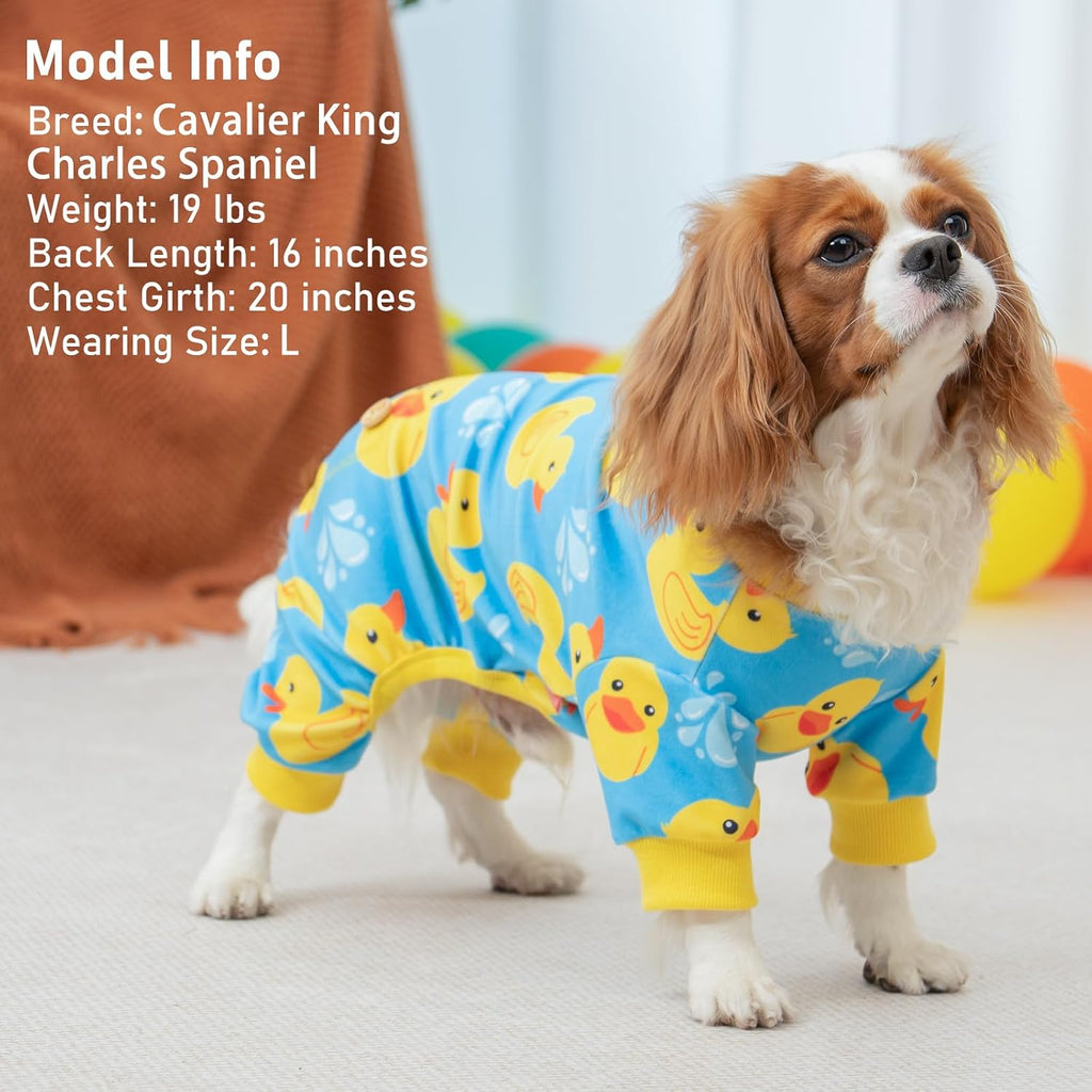 KYEESE Velvet Dog Pajamas for Small Dogs Soft Onesie Shirt, Rubber Duck