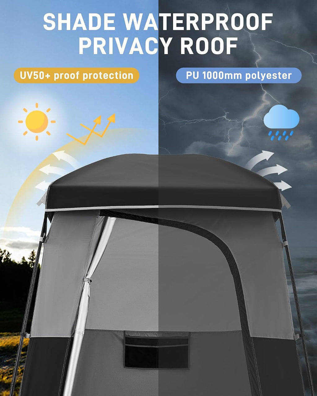 KingCamp Shower Tent, Portable Privacy Tent Outdoor Camping 1/2 Room Toilet Tents with Shower Bag & Dressing Room for Beach, Camping & Hiking