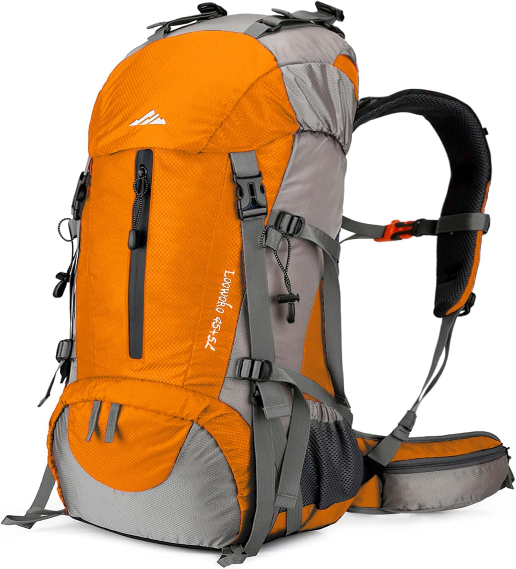 Loowoko 50L Hiking Backpack with Rain Cover for Both Men & Women | Lightweight at Just 2.8 lbs, External Extension with Compression Straps for Backpacking, Hiking, Camping, Trekking