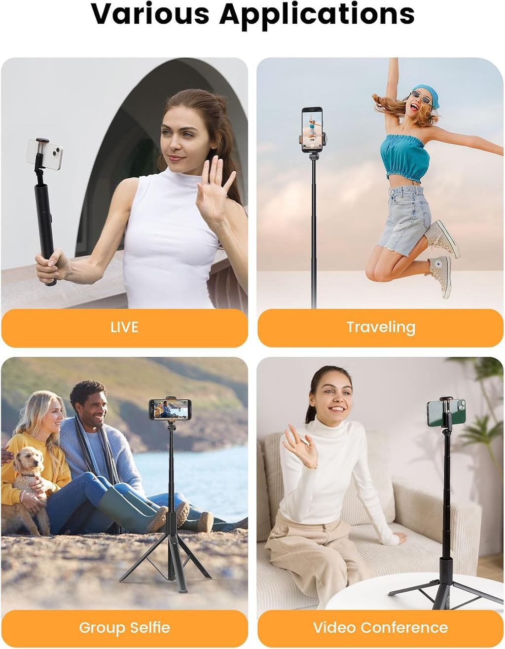 ANXRE 71" Phone Tripod with 1/4" Camera Mount, NT79 Extendable Selfie Stick