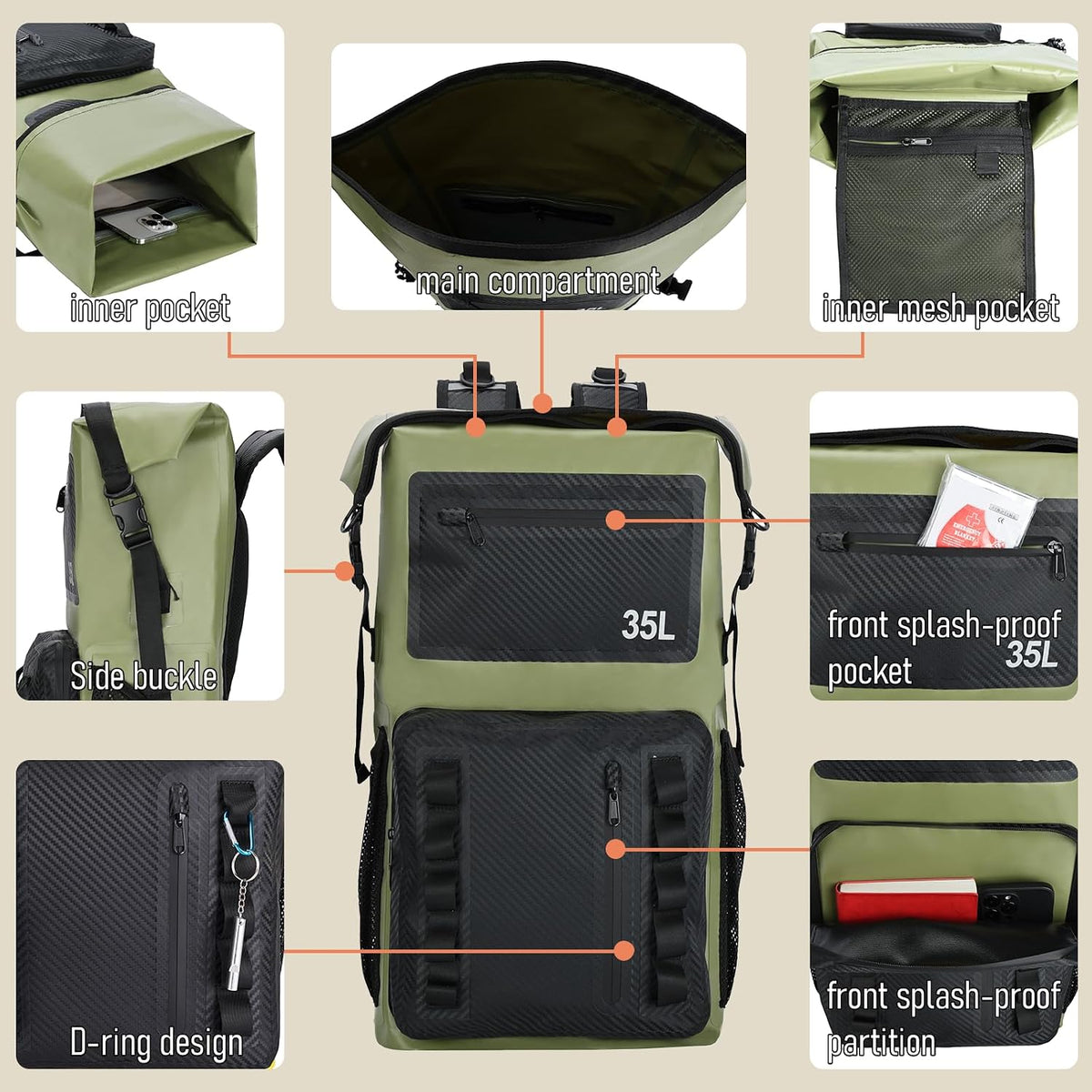 Waterproof Roll Top Dry Bag,Floating Heavy Duty Hiking Backpack,wet bags