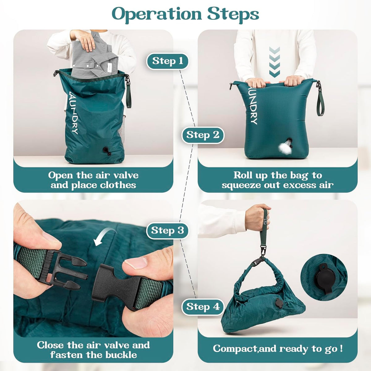 Travel Laundry Bag, Vacuum Compression Dirty Clothes Travel Bag