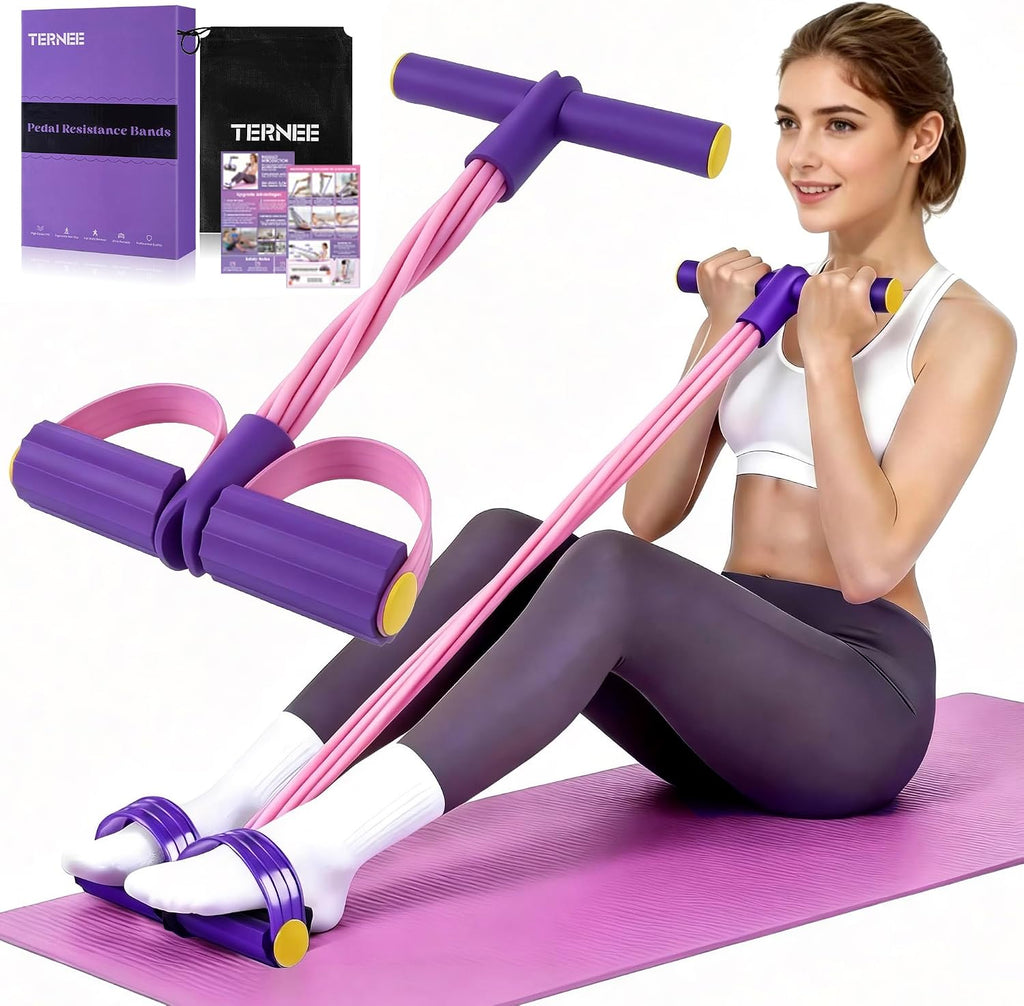 Pedal Resistance Band with Handle, Foot Pedal Resistance Band for Women, Multifunction Exercise Bands for Home Gym Full Body & Working Out