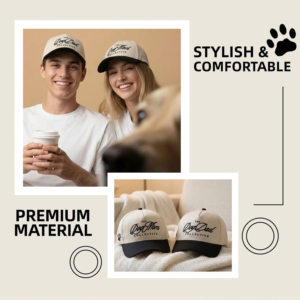 Dog Mom Dog Dad Collective Hats,Vintage Embroidered TruckerCap,Adjustable Pet Lover Baseball Hat Gift for Men Women