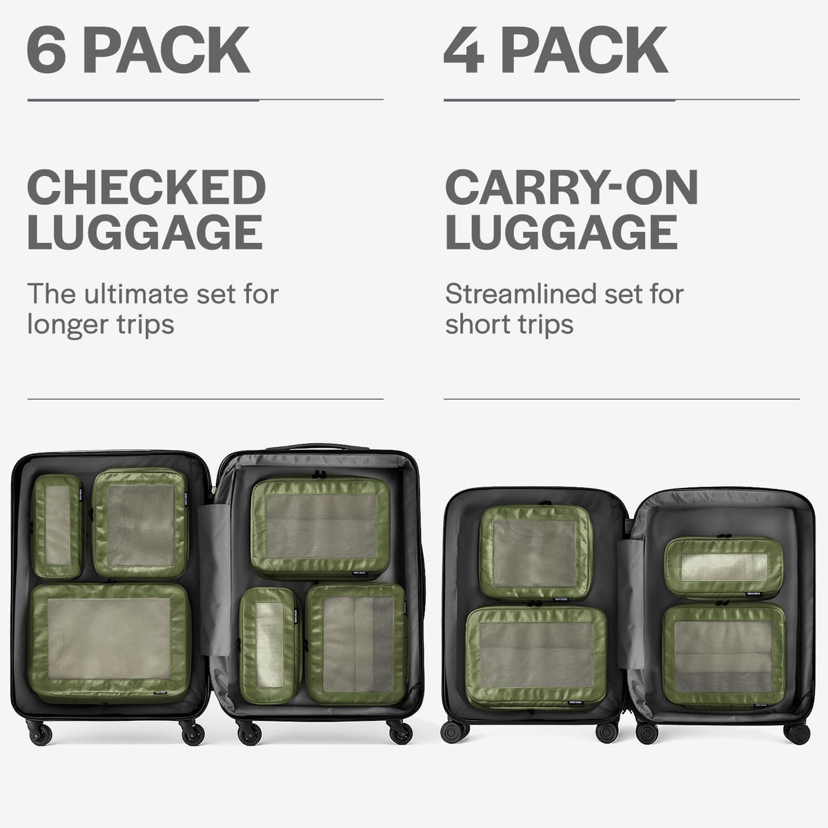 Aerotrunk Compression Packing Cubes for Travel, 6-Pack, Olive