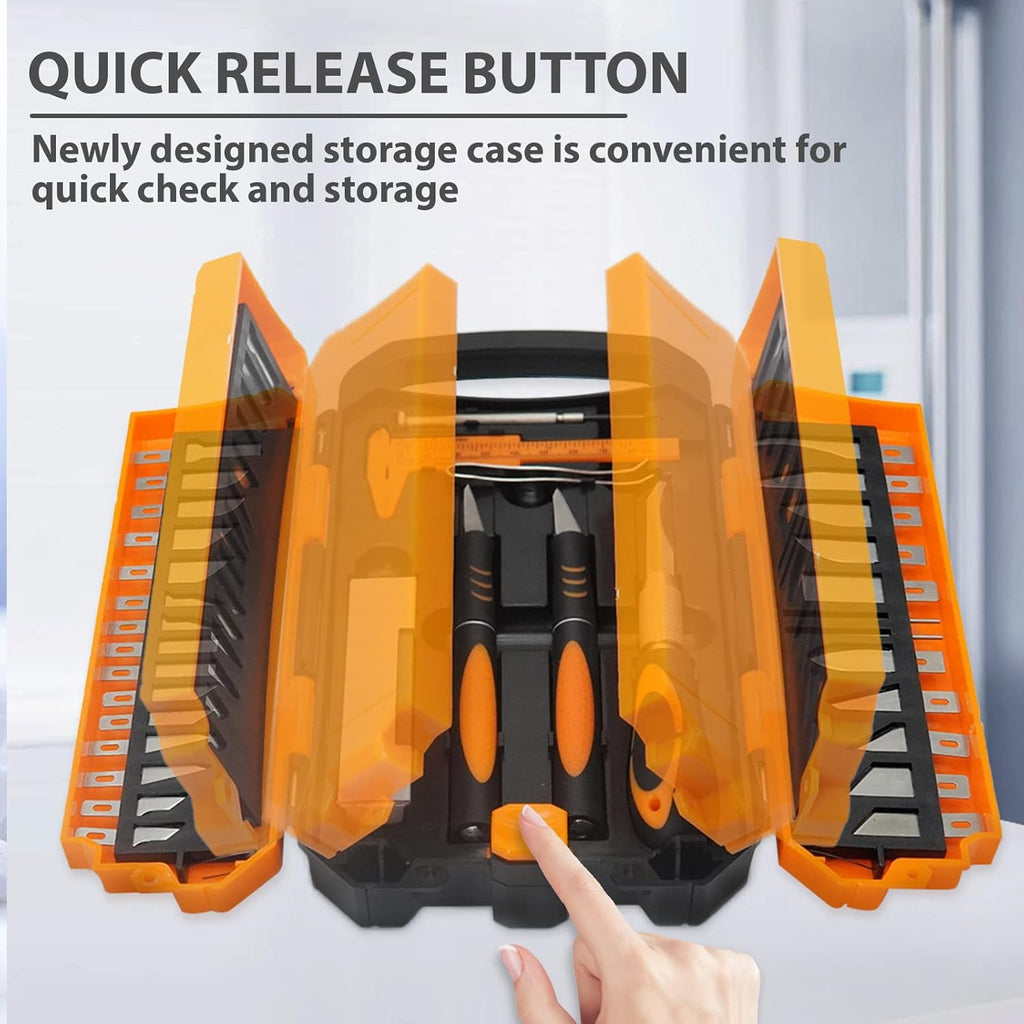 MANUFORE 34pcs Large Exacto Knife Set Craft Precision Knife Set Orange