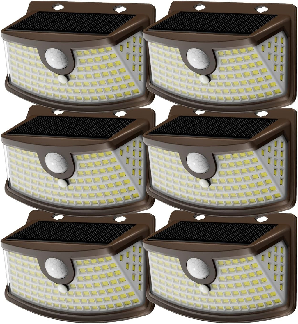 Aootek Solar Motion Sensor Lights Outdoor 120 LEDs, Brown, 6 Pack