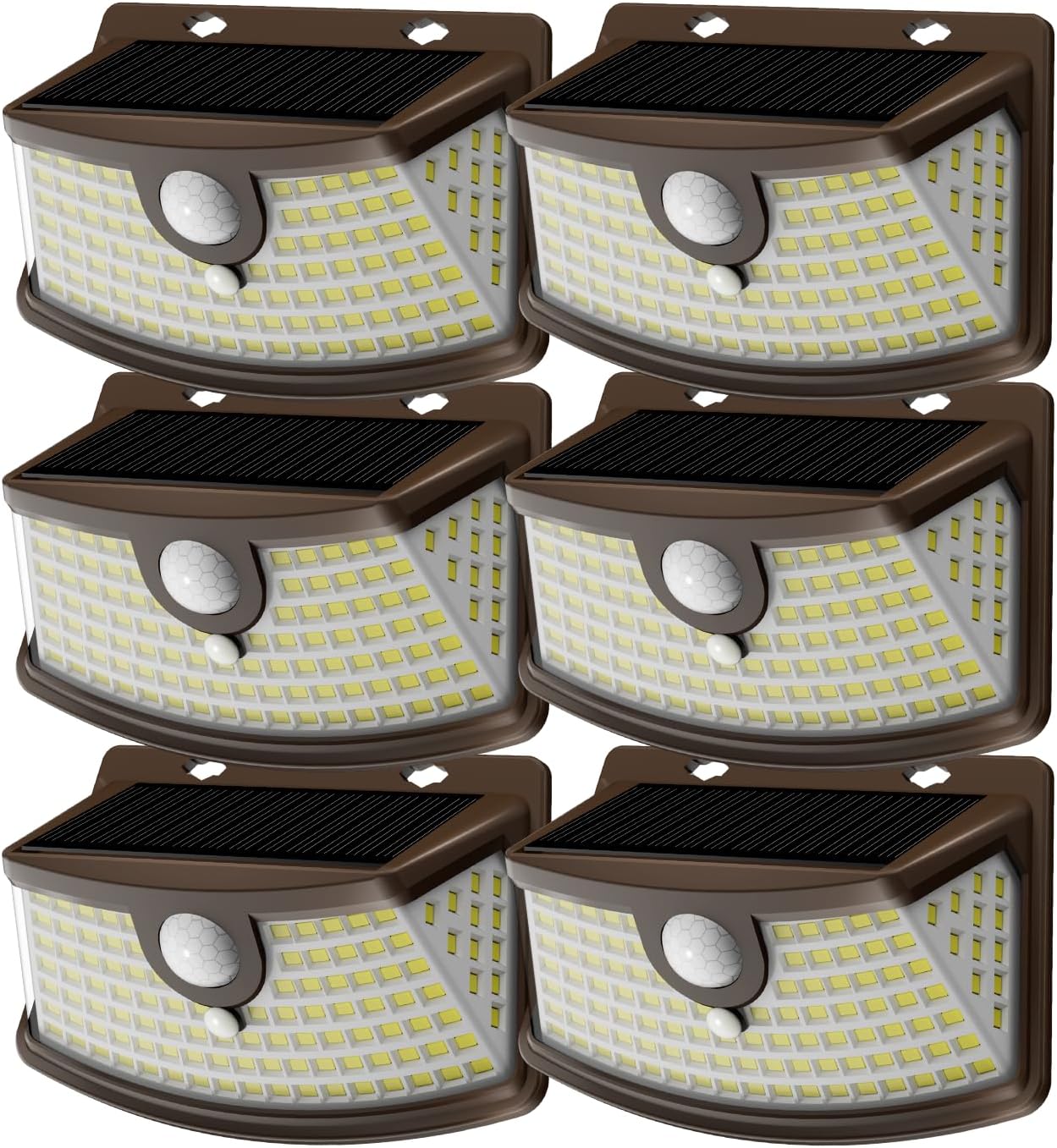 Aootek Solar Motion Sensor Lights Outdoor 120 LEDs, Brown, 6 Pack