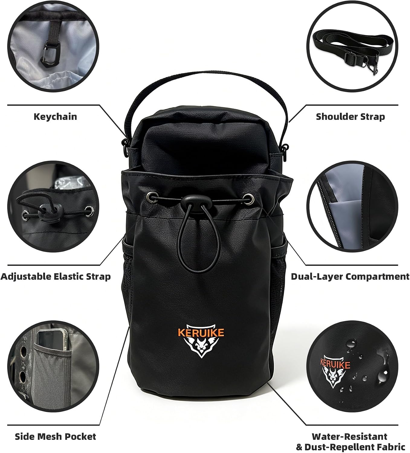 Magnetic Gym Bag Water Bottle Holder for 20-60oz Bottles, Tumblers