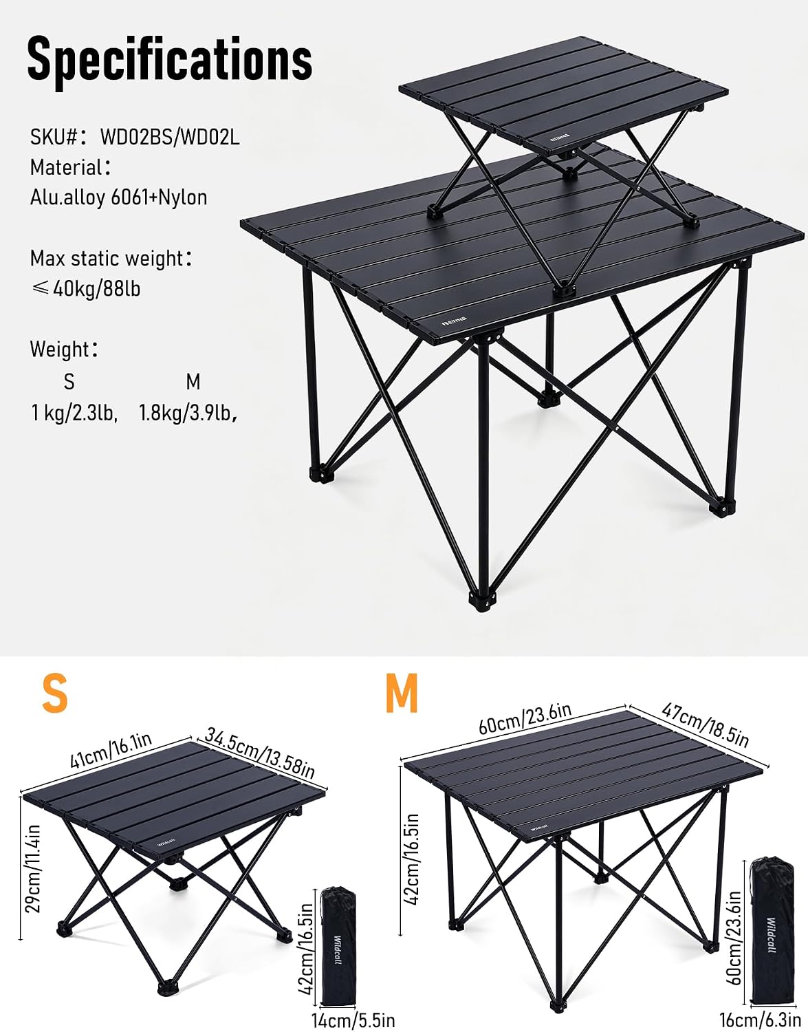 WildCall Ultralight Camping Table, Compact Aluminum Folding Beach Table