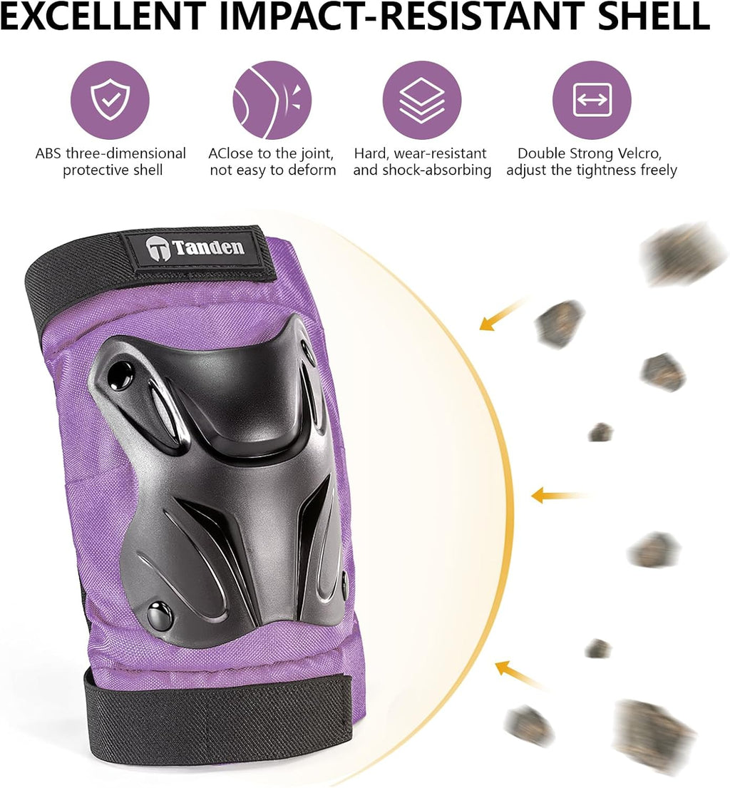 Tanden Skating Protective Gear Knee and Elbow Pads Wrist Guards for Roller Skating Skateboarding, Skate Pads Adult Knee Pads