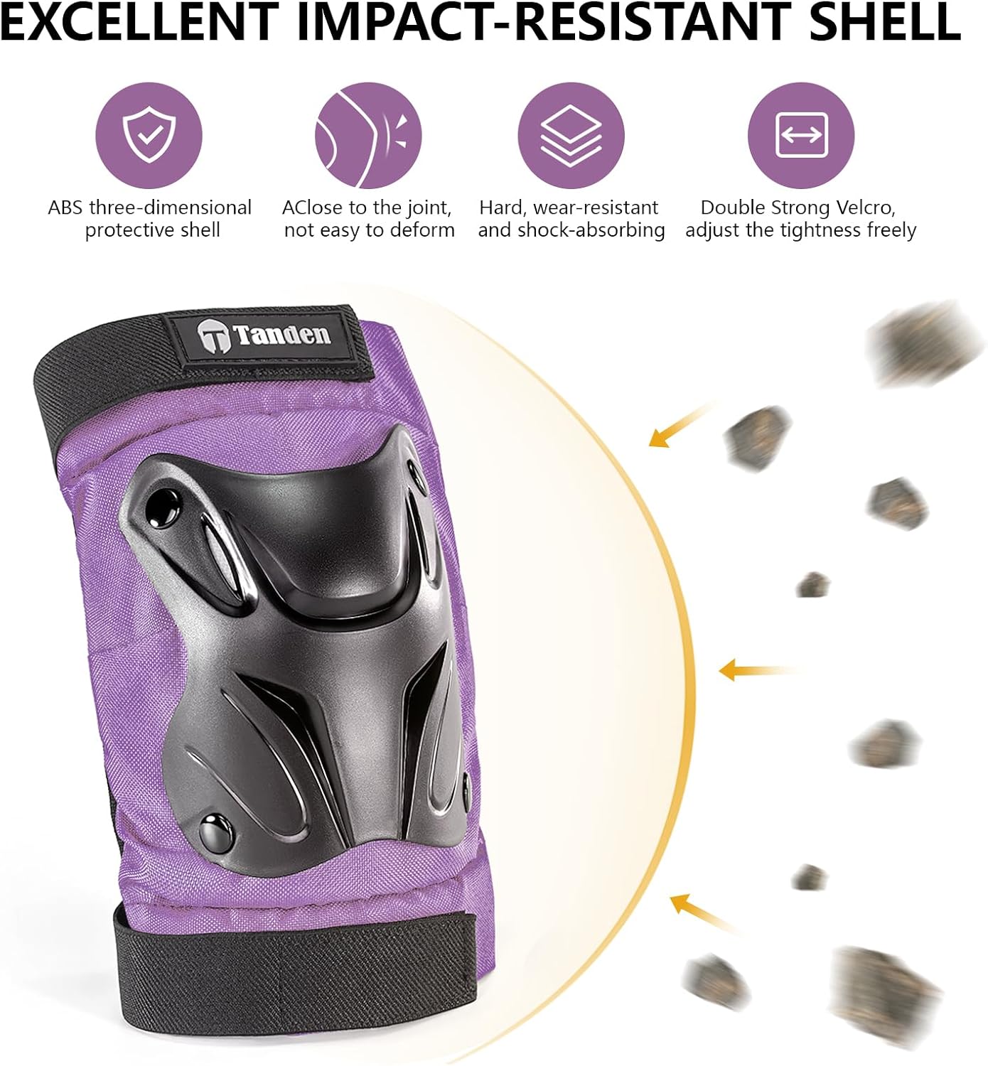 Tanden Skating Protective Gear Knee and Elbow Pads Wrist Guards for Roller Skating Skateboarding, Skate Pads Adult Knee Pads