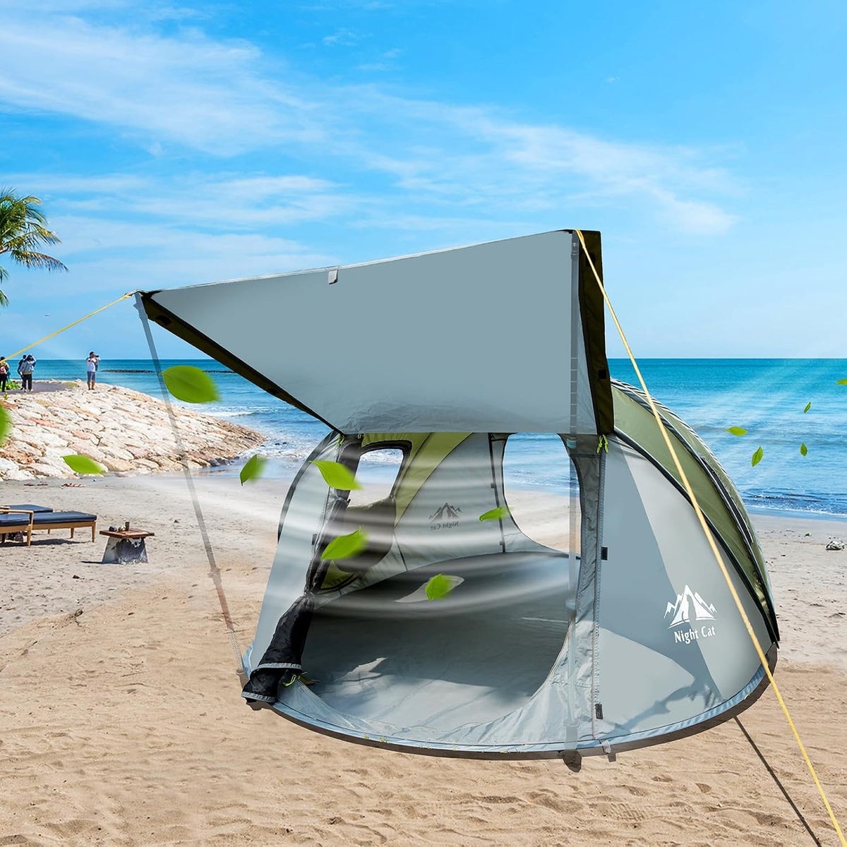 Night Cat Pop-up Camping Tent: 2 to 4 Person Tent Waterproof Instant Easy Setup Family Tent